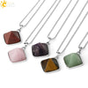 Minimalist Natural Crystal Rhombus Pendant Necklace With Ball Chain For Women Simple Pyramid Style Necklace
