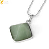 Minimalist Natural Crystal Rhombus Pendant Necklace With Ball Chain For Women Simple Pyramid Style Necklace