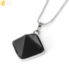 Minimalist Natural Crystal Rhombus Pendant Necklace With Ball Chain For Women Simple Pyramid Style Necklace