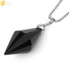 Minimalist Natural Crystal Rhombus Pendant Necklace With Polished Stone On Ball Chain For Unisex Wear