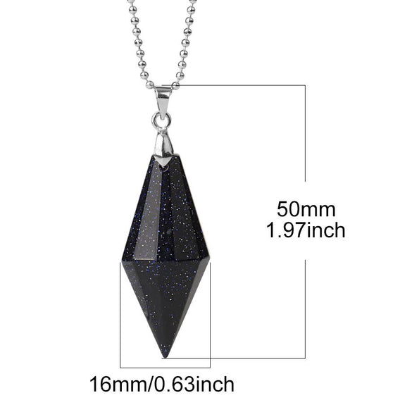 Minimalist Natural Crystal Rhombus Pendant Necklace With Polished Stone On Ball Chain For Unisex Wear