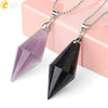 Minimalist Natural Crystal Rhombus Pendant Necklace With Polished Stone On Ball Chain For Unisex Wear