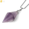 Minimalist Natural Crystal Rhombus Pendant Necklace With Polished Stone On Ball Chain For Unisex Wear