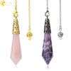 Minimalist Natural Crystal Stone Cone Pendulum Pendant With Gold Plated Bronze Decorative Jewelry