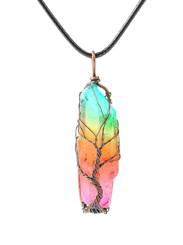 Minimalist Natural Crystal Stone Necklace With Irregular Crystal Pendant And Ball Chain Creative Pendant Necklace