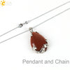 Minimalist Natural Crystal Teardrop Pendant Necklace With Ball Chain Fresh Drop Shape Sweater Chain Jewelry For Women