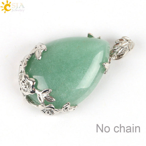 Minimalist Natural Crystal Teardrop Pendant Necklace With Ball Chain Fresh Drop Shape Sweater Chain Jewelry For Women