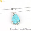 Minimalist Natural Crystal Teardrop Pendant Necklace With Ball Chain Fresh Drop Shape Sweater Chain Jewelry For Women