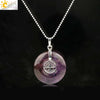 Minimalist Natural Crystal Tree Of Life Peace Buckle Pendant Necklace With Ball Chain Gemstone Jewelry