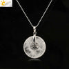 Minimalist Natural Crystal Tree Of Life Peace Buckle Pendant Necklace With Ball Chain Gemstone Jewelry
