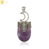Minimalist Natural Crystal U Shaped Moon Inlaid Glitter Flat Crystal Necklace With Bead Chain