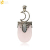 Minimalist Natural Crystal U Shaped Moon Inlaid Glitter Flat Crystal Necklace With Bead Chain