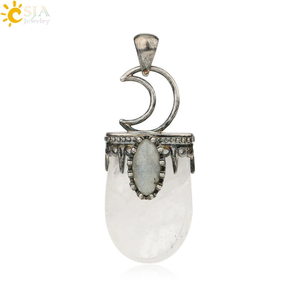 Minimalist Natural Crystal U Shaped Moon Inlaid Glitter Flat Crystal Necklace With Bead Chain