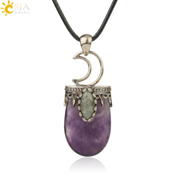 Minimalist Natural Crystal U Shaped Moon Inlaid Glitter Flat Crystal Necklace With Bead Chain