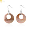 Minimalist Natural Shell Fragment Patchwork Earrings With Copper Accessories And Peace Buckle Shape