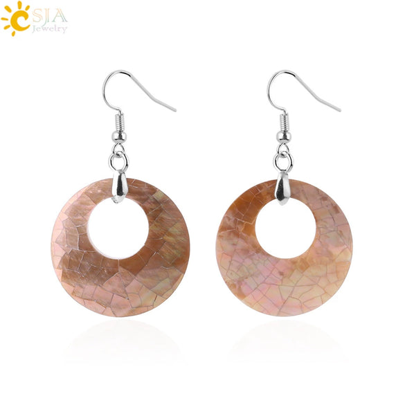 Minimalist Natural Shell Fragment Patchwork Earrings With Copper Accessories And Peace Buckle Shape