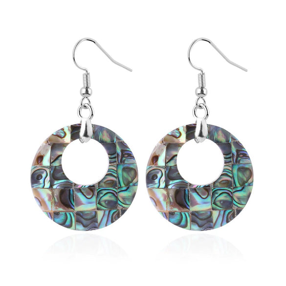 Minimalist Natural Shell Fragment Patchwork Earrings With Copper Accessories And Peace Buckle Shape