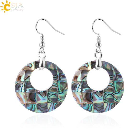 Minimalist Natural Shell Fragment Patchwork Earrings With Copper Accessories And Peace Buckle Shape