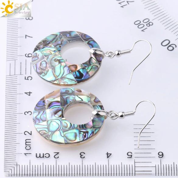 Minimalist Natural Shell Fragment Patchwork Earrings With Copper Accessories And Peace Buckle Shape