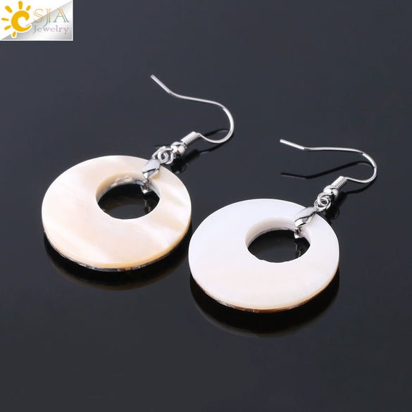 Minimalist Natural Shell Fragment Patchwork Earrings With Copper Accessories And Peace Buckle Shape