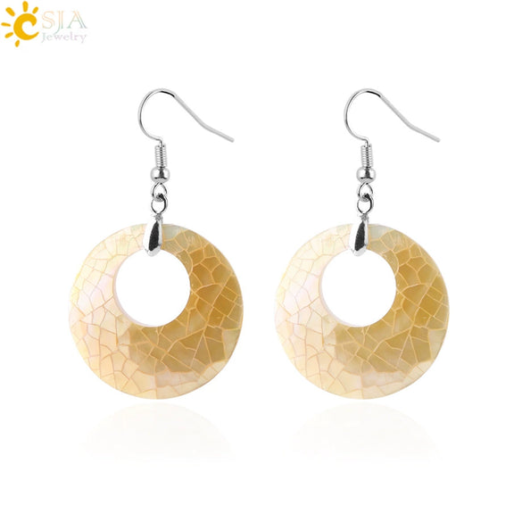 Minimalist Natural Shell Fragment Patchwork Earrings With Copper Accessories And Peace Buckle Shape