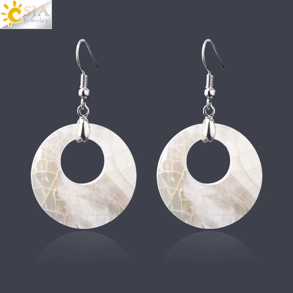 Minimalist Natural Shell Fragment Patchwork Earrings With Copper Accessories And Peace Buckle Shape