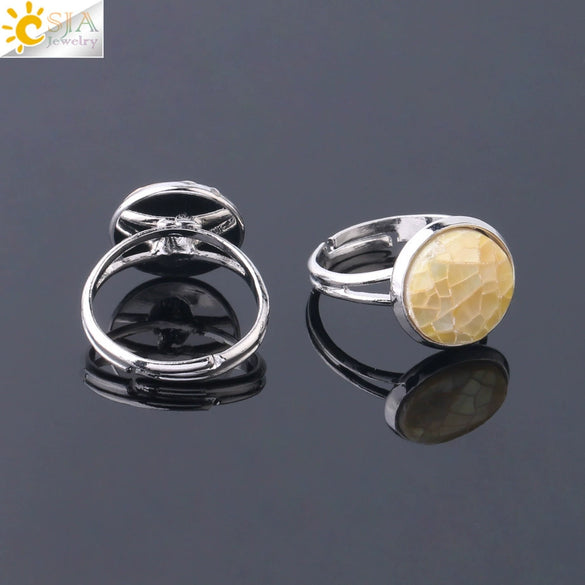 Minimalist Natural Shell Patchwork Round Open Ring With Adjustable Copper Band For Women