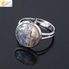 Minimalist Natural Shell Patchwork Round Open Ring With Adjustable Copper Band For Women
