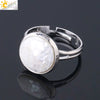 Minimalist Natural Shell Patchwork Round Open Ring With Adjustable Copper Band For Women