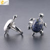 Minimalist Natural Stone And Alloy Turtle Open Ring Adjustable Animal Design Ring For Women