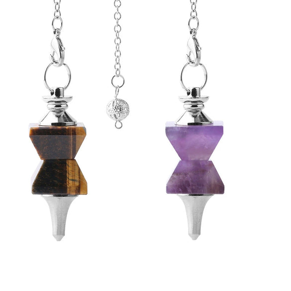 Minimalist Natural Stone And Copper Funnel Shaped Crystal Pendulum Pendant Ornament With Symmetrical Stitching