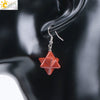 Minimalist Natural Stone And Copper Merkaba Six Pointed Star Earrings For Women Crystal Jewelry