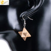Minimalist Natural Stone And Copper Merkaba Six Pointed Star Earrings For Women Crystal Jewelry