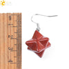 Minimalist Natural Stone And Copper Merkaba Six Pointed Star Earrings For Women Crystal Jewelry
