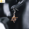 Minimalist Natural Stone And Copper Merkaba Six Pointed Star Earrings For Women Crystal Jewelry