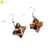 Minimalist Natural Stone And Copper Merkaba Six Pointed Star Earrings For Women Crystal Jewelry