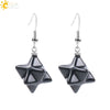 Minimalist Natural Stone And Copper Merkaba Six Pointed Star Earrings For Women Crystal Jewelry