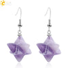 Minimalist Natural Stone And Copper Merkaba Six Pointed Star Earrings For Women Crystal Jewelry