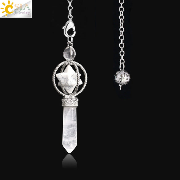 Minimalist Natural Stone And Copper Rotatable Six Pointed Star Merkaba Pendant Jewelry