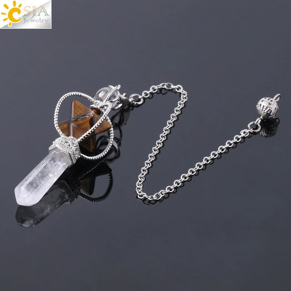 Minimalist Natural Stone And Copper Rotatable Six Pointed Star Merkaba Pendant Jewelry