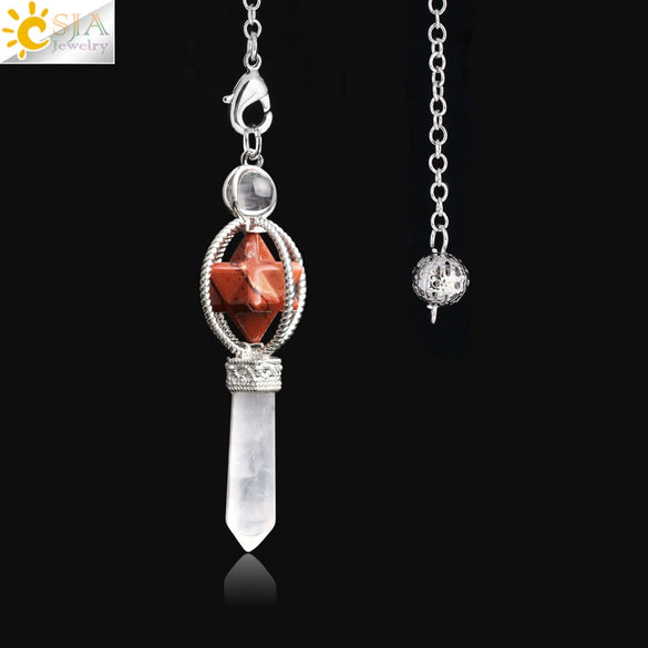 Minimalist Natural Stone And Copper Rotatable Six Pointed Star Merkaba Pendant Jewelry