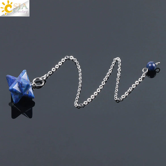 Minimalist Natural Stone And Copper Six Pointed Star Pendant Electroplated Geometric Hanging Jewelry For Unisex Wear