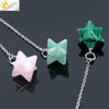 Minimalist Natural Stone And Copper Six Pointed Star Pendant Electroplated Geometric Hanging Jewelry For Unisex Wear