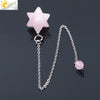 Minimalist Natural Stone And Copper Six Pointed Star Pendant Electroplated Geometric Hanging Jewelry For Unisex Wear