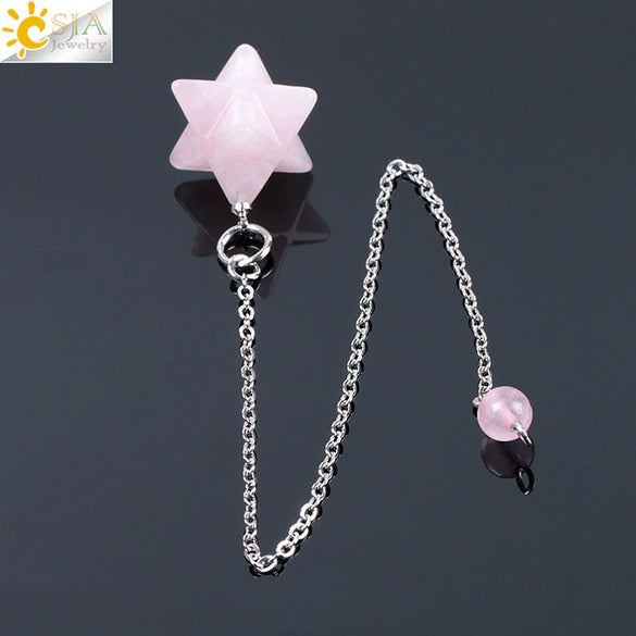 Minimalist Natural Stone And Copper Six Pointed Star Pendant Electroplated Geometric Hanging Jewelry For Unisex Wear