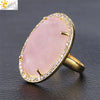 Minimalist Natural Stone And Copper Statement Ring With Cut Gemstone And Zircon Accents Crystal Fashion Jewelry For Unisex Wear