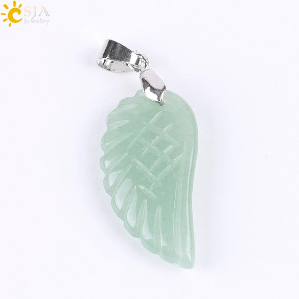 Minimalist Natural Stone Angel Wings Pendant Necklace With Copper Accessories Aura Jewelry For Women And Men