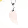 Minimalist Natural Stone Angel Wings Pendant Necklace With Copper Accessories Aura Jewelry For Women And Men