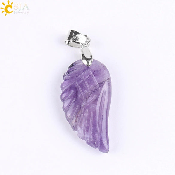 Minimalist Natural Stone Angel Wings Pendant Necklace With Copper Accessories Aura Jewelry For Women And Men