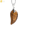 Minimalist Natural Stone Angel Wings Pendant Necklace With Copper Accessories Aura Jewelry For Women And Men